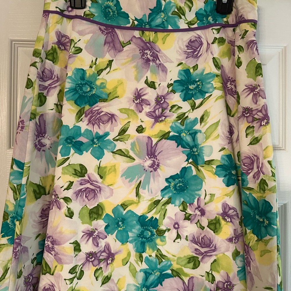 Bass Floral Skirt with Purple and Green Accents